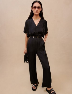 Maje Fluid Satin Jumpsuit Dames Zwart | MYCBTRE-10